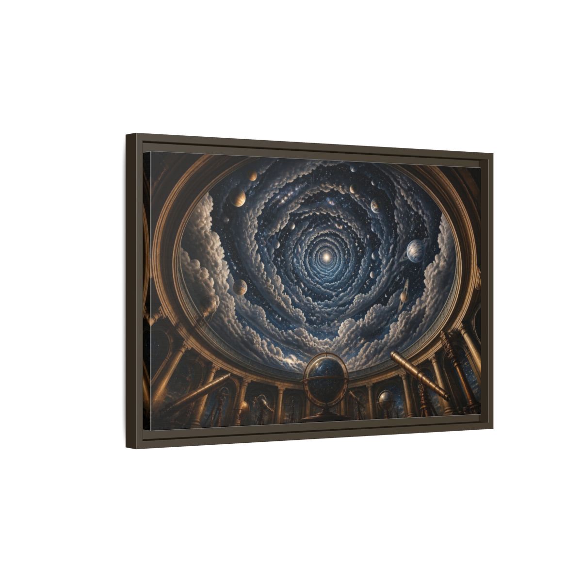 Side Mockup 2. Observatory Dome Illusion shown as framed canvas print