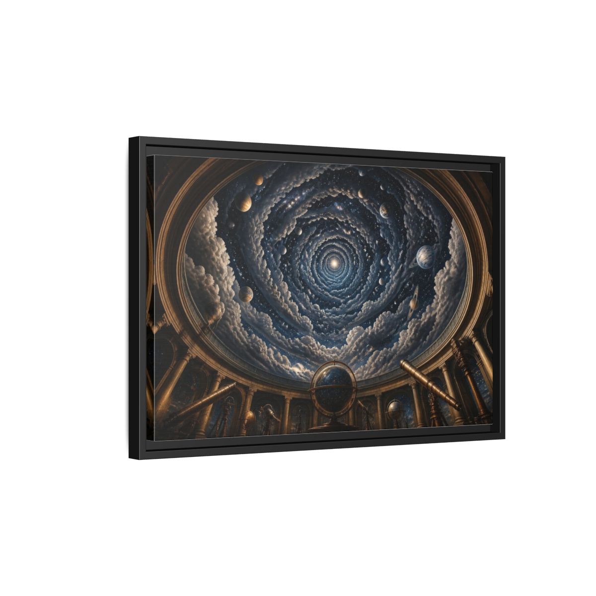 Side Mockup 3. Observatory Dome Illusion shown as framed canvas print