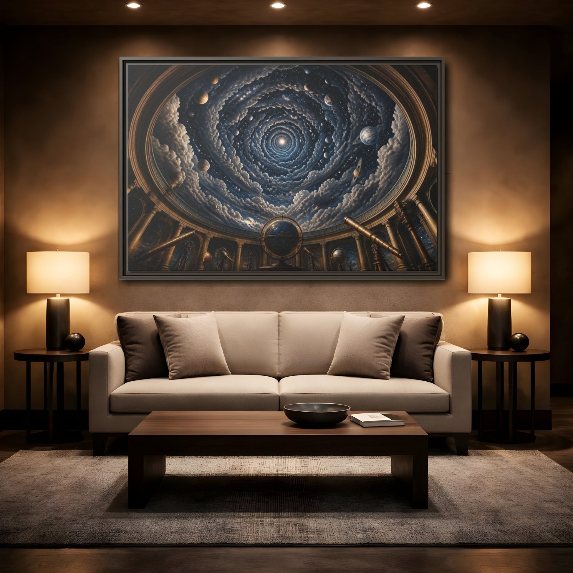 Mockup 2. Observatory Dome Illusion shown as framed canvas print