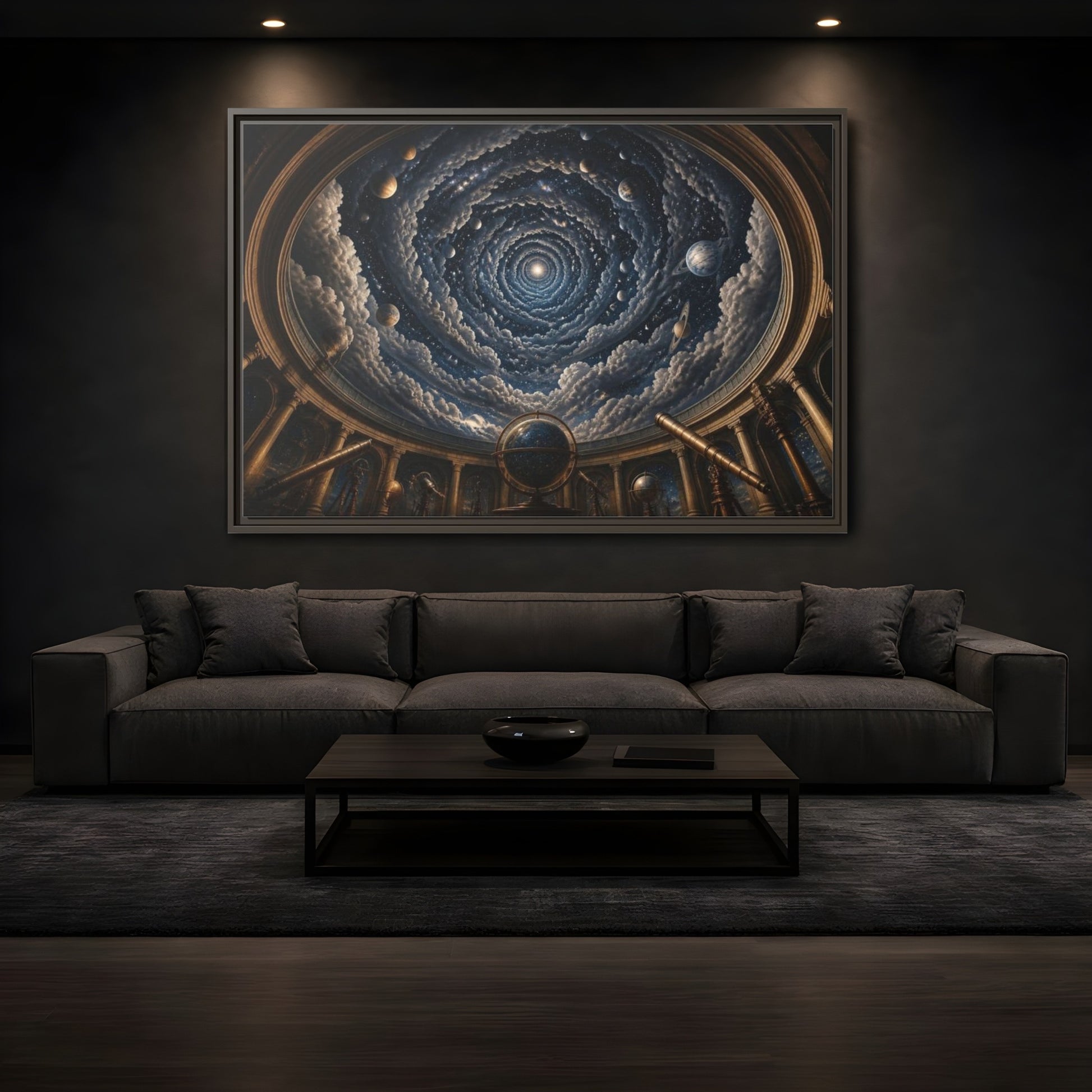 Mockup 3. Observatory Dome Illusion shown as framed canvas print