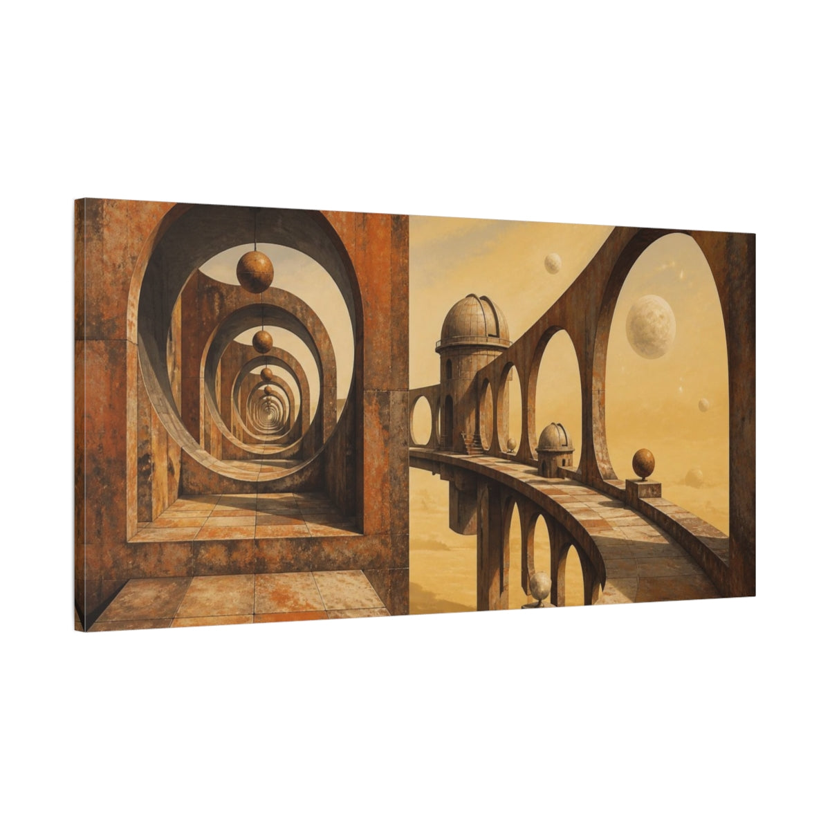 Main Mockup. Observatory Illusion Arches shown as canvas print