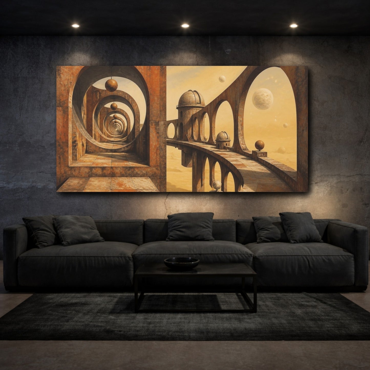 Mockup 3. Observatory Illusion Arches shown as canvas print