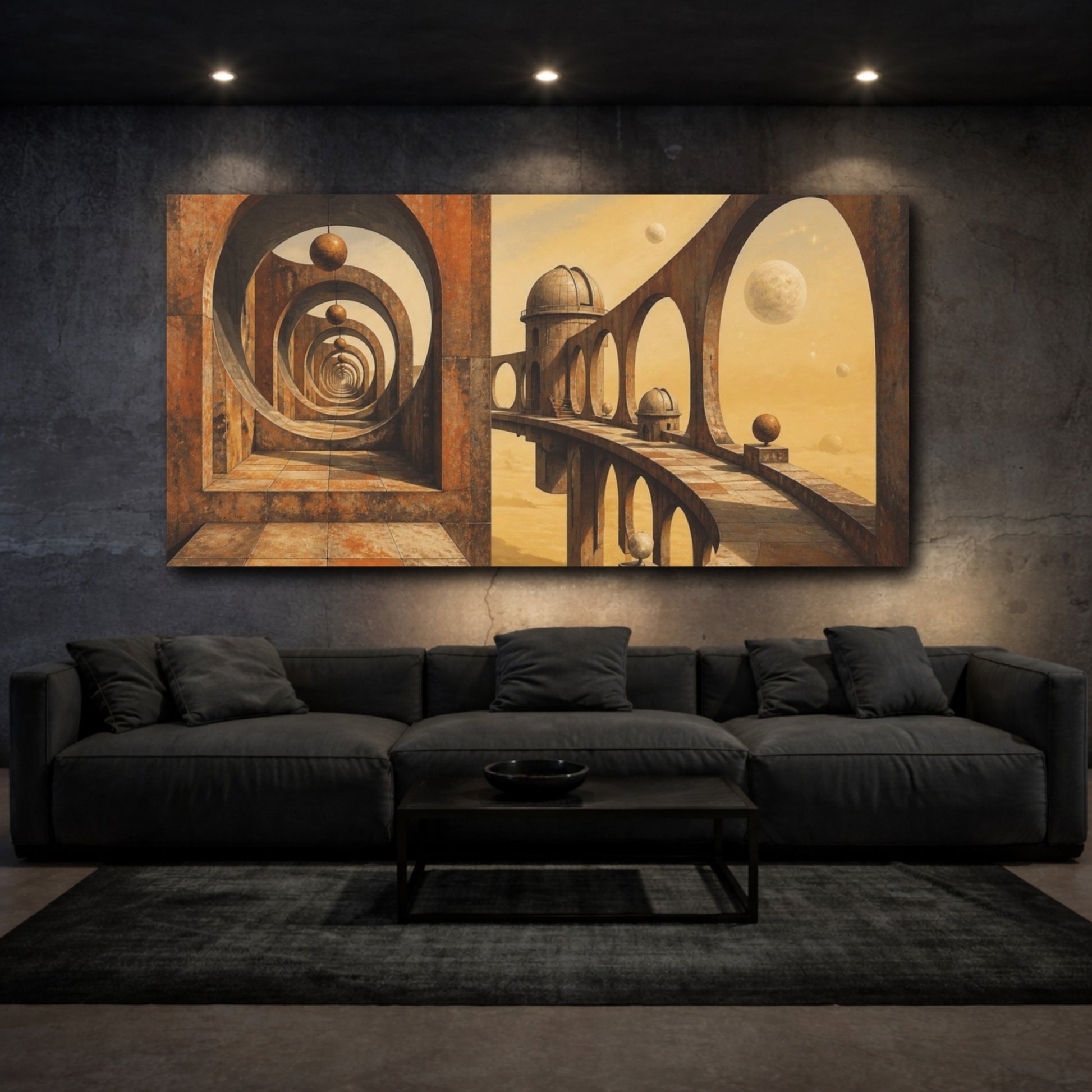 Mockup 3. Observatory Illusion Arches shown as canvas print