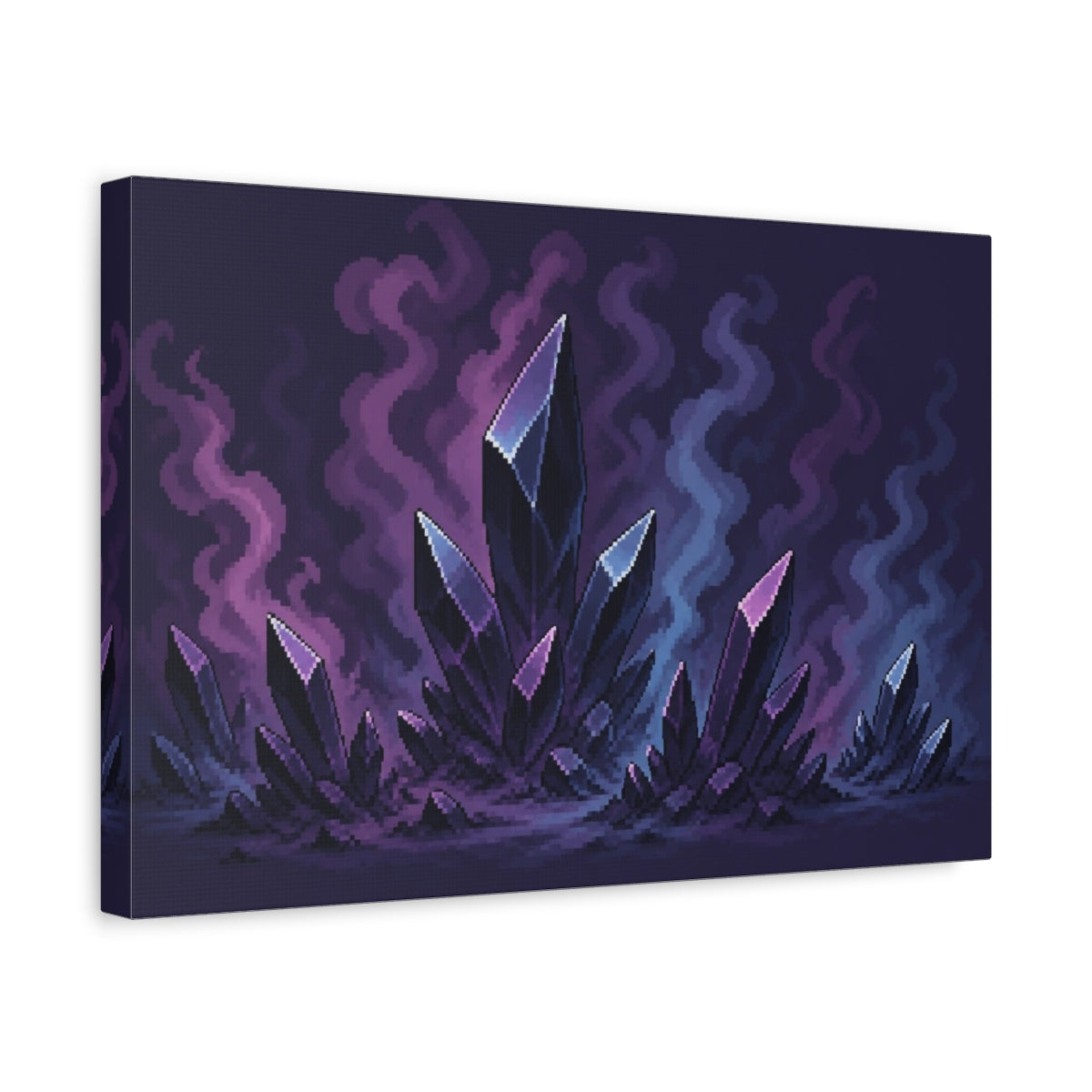 Side Mockup 4. Obsidian Crystal Cluster shown as canvas print