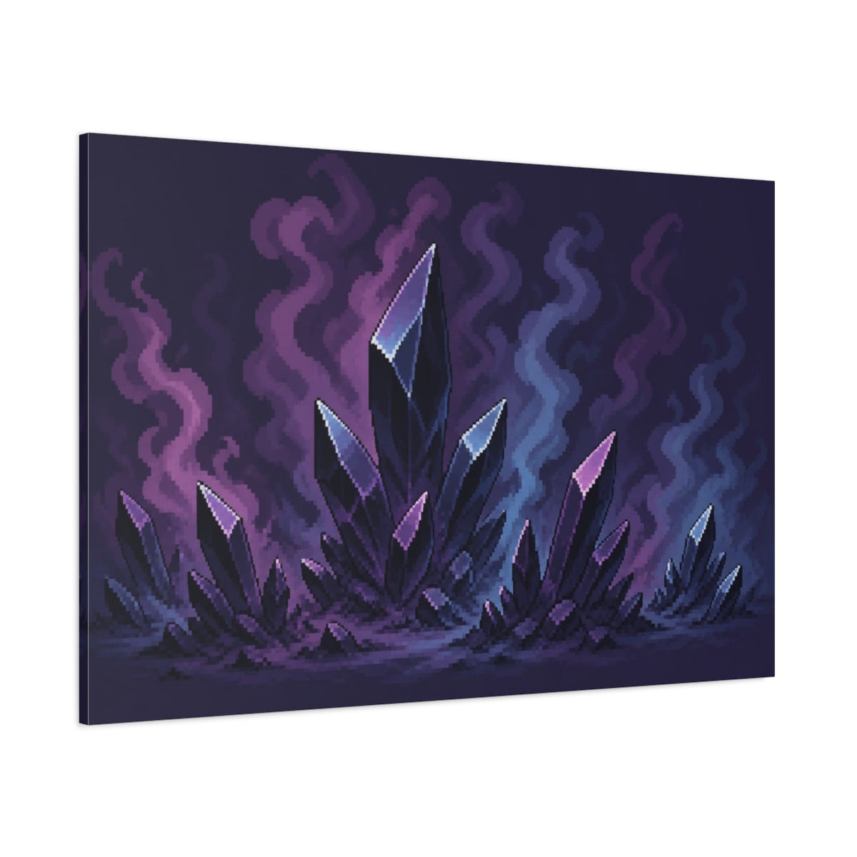 Side Mockup 1. Obsidian Crystal Cluster shown as canvas print