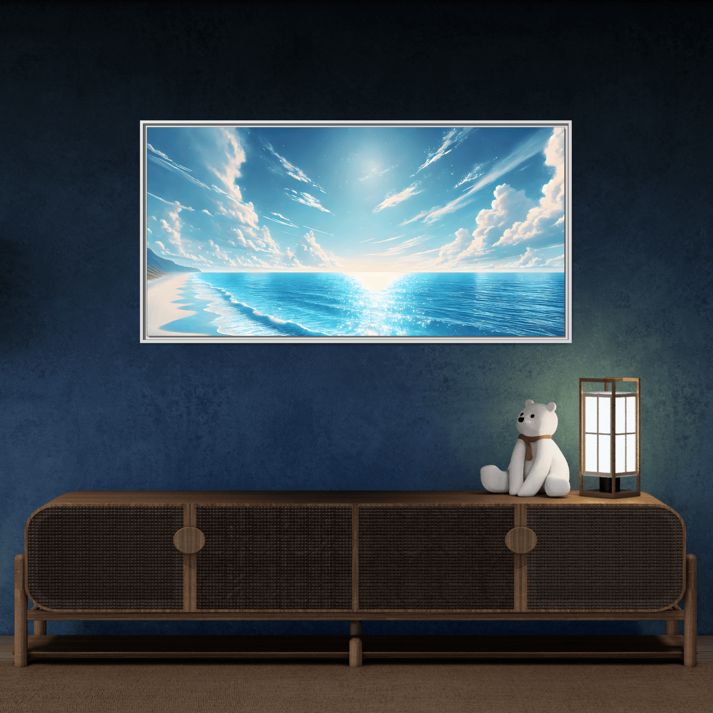 Ocean Sunrise Canvas Art - Vibrant Blue Coastal Wall Print - YesArtYes