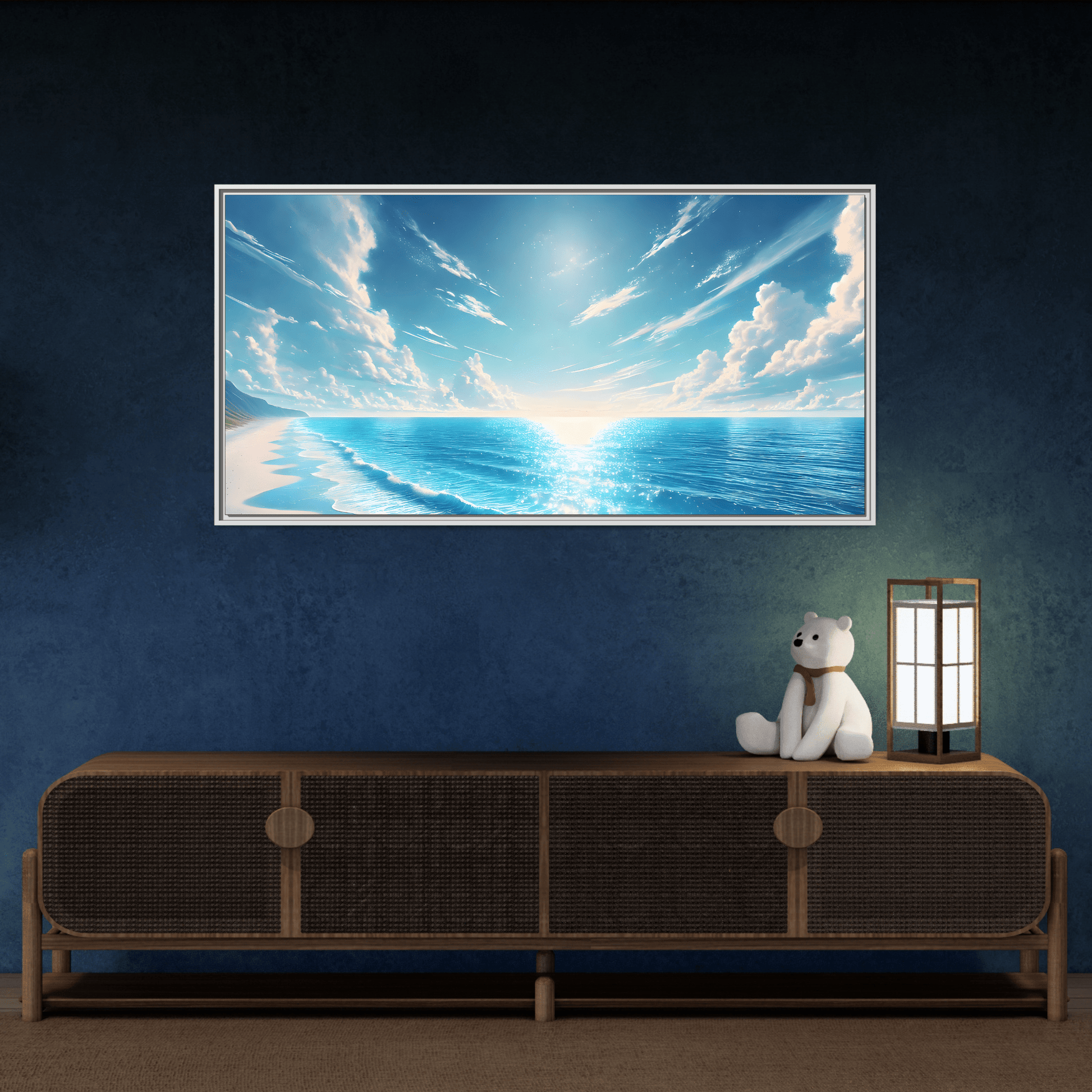 Ocean Sunrise Canvas Art - Vibrant Blue Coastal Wall Print - YesArtYes