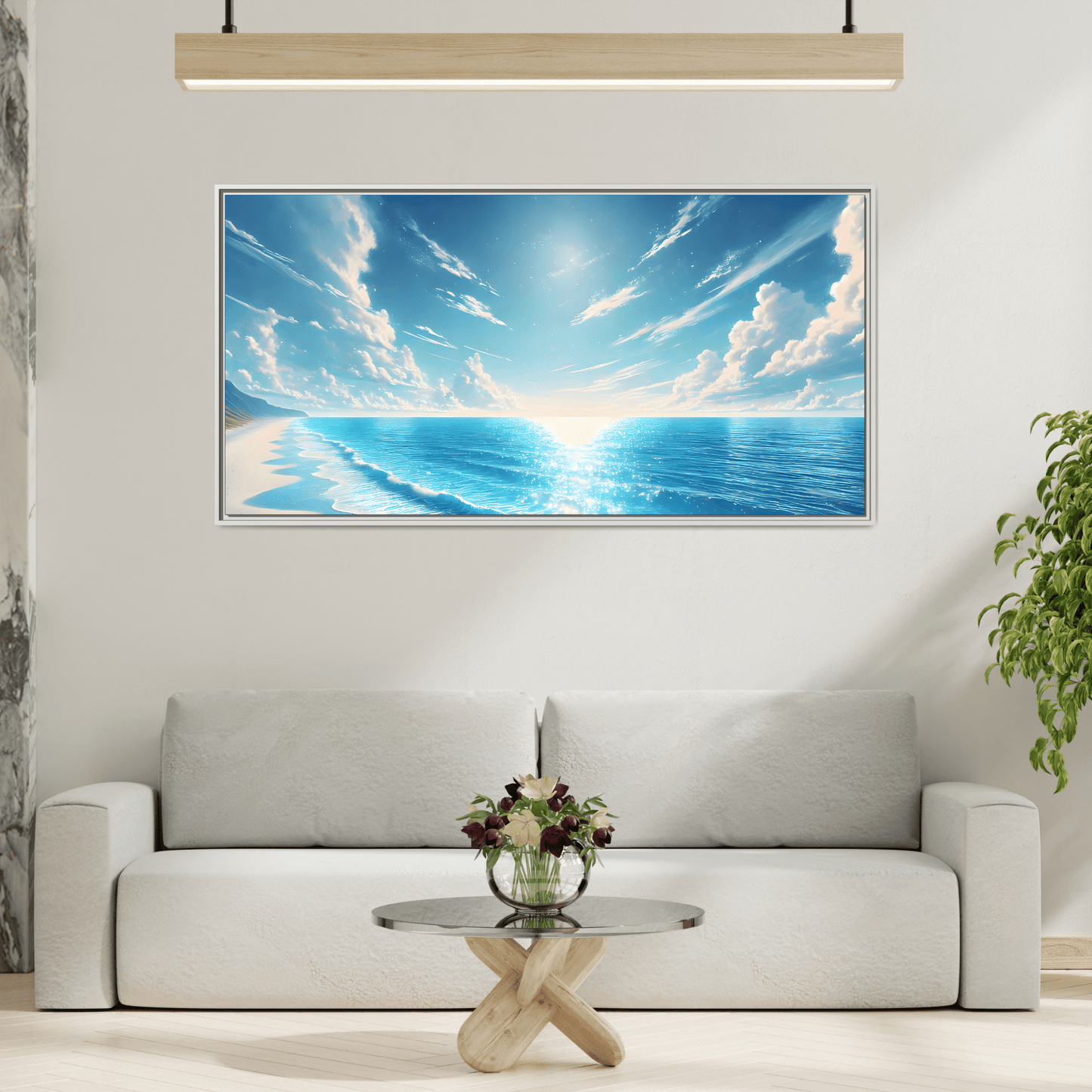 Ocean Sunrise Canvas Art - Vibrant Blue Coastal Wall Print - YesArtYes