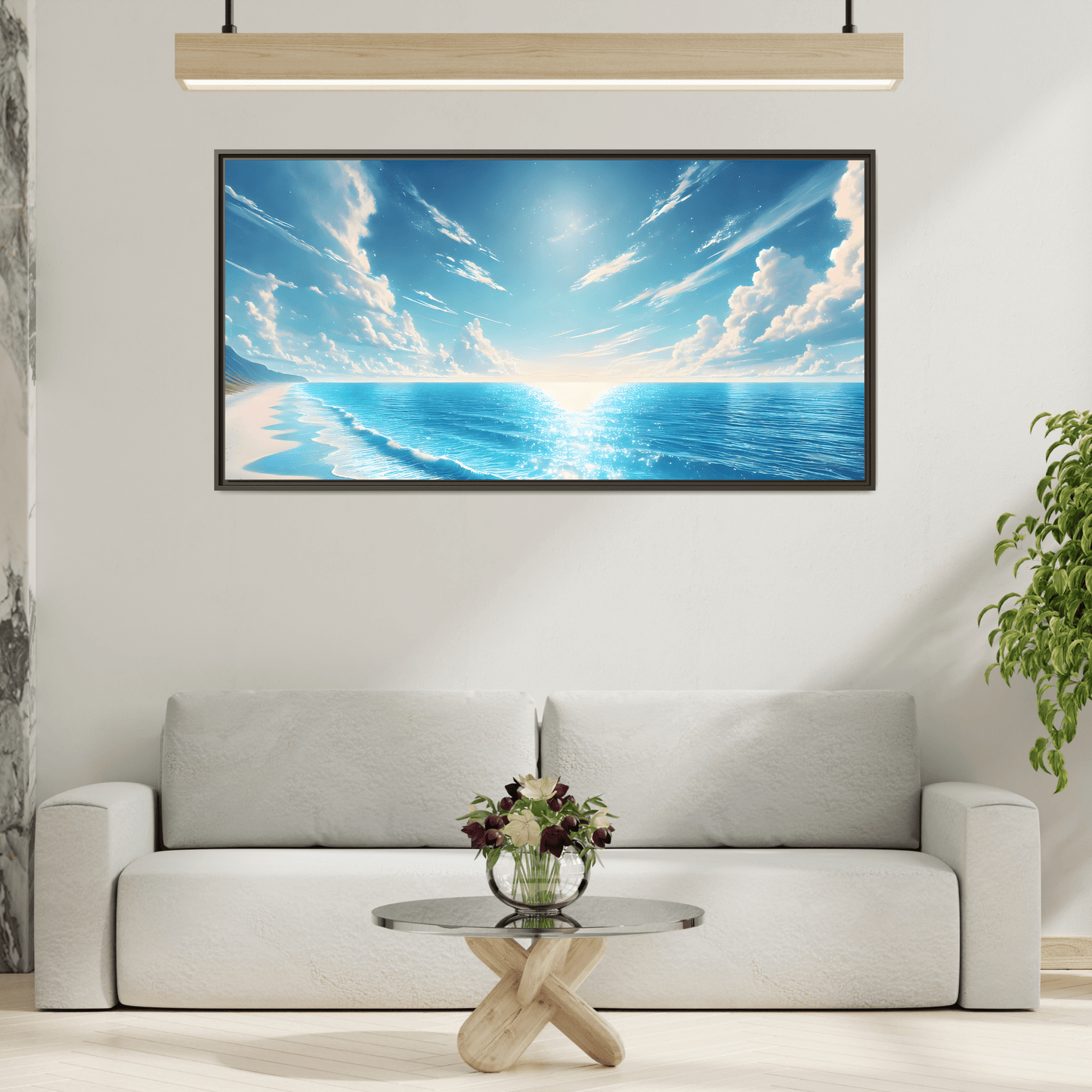 Ocean Sunrise Canvas Art - Vibrant Blue Coastal Wall Print - YesArtYes