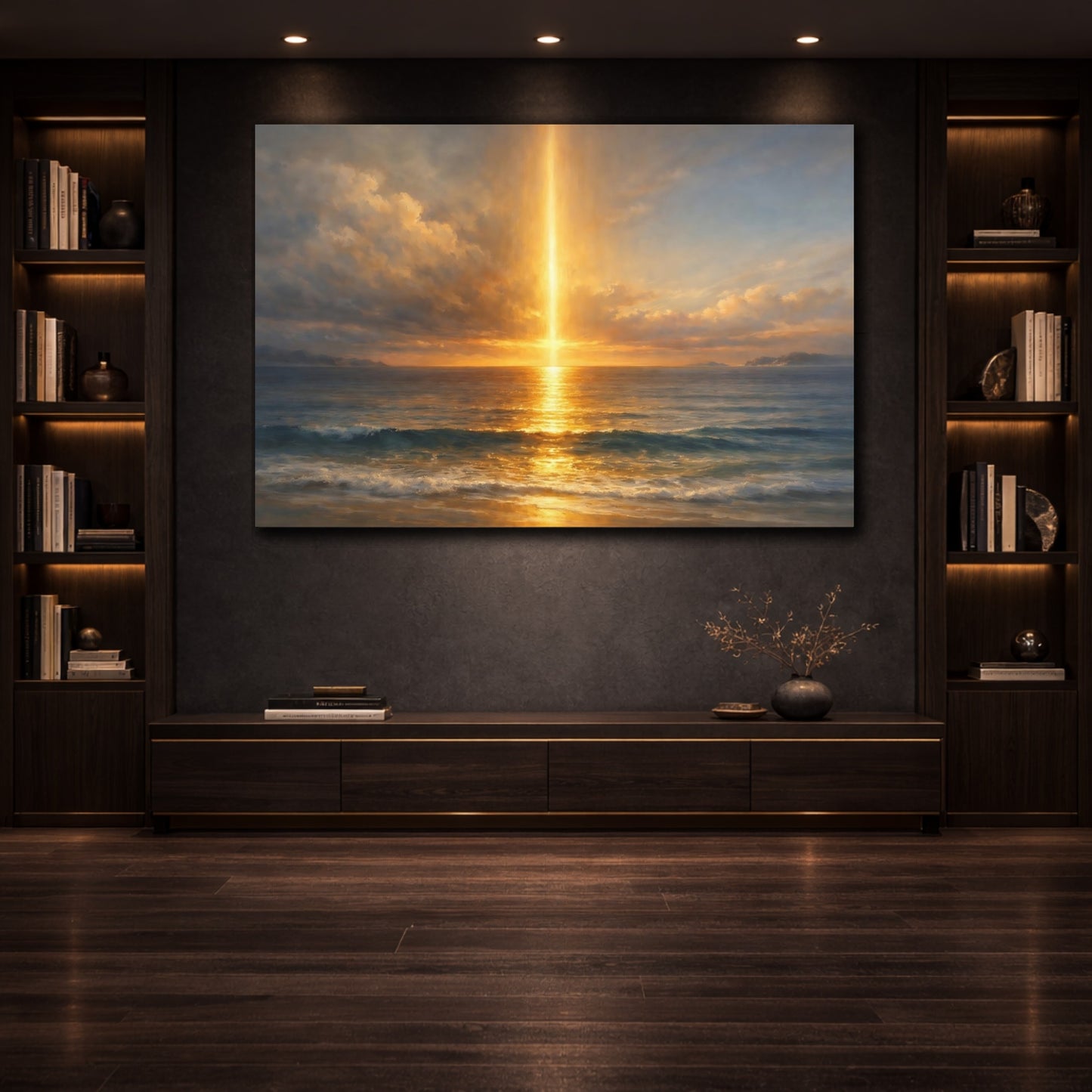 Mockup 3. Ocean Wall Light Slice Geometry shown as stretched canvas wall art