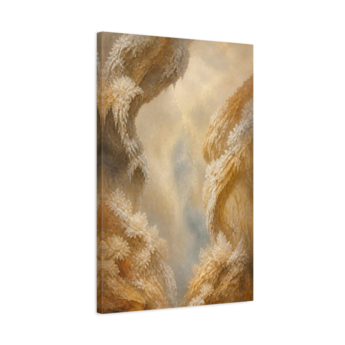 Side Mockup 2. Ochre Crystal Clusters shown as canvas print
