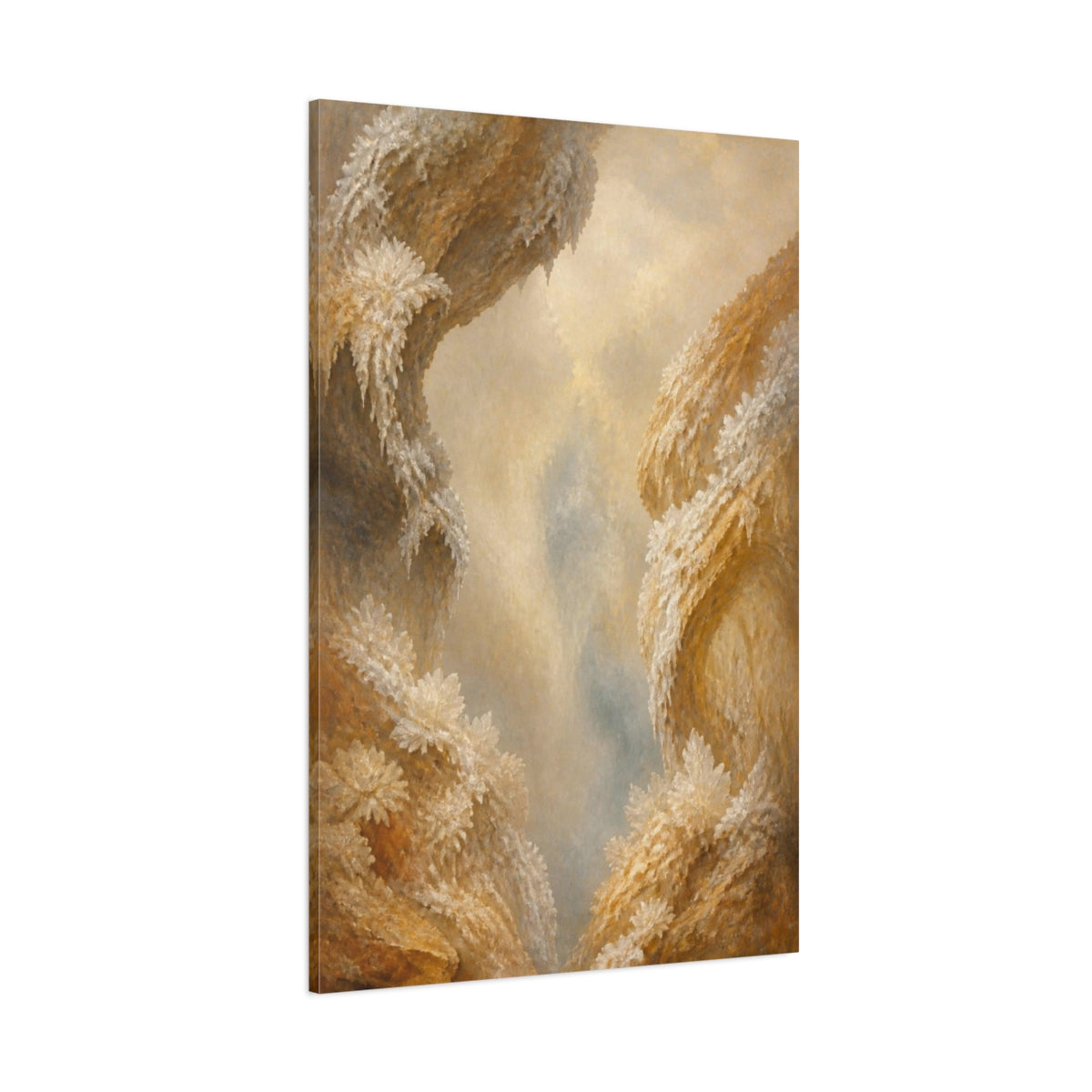Side Mockup 1. Ochre Crystal Clusters shown as canvas print