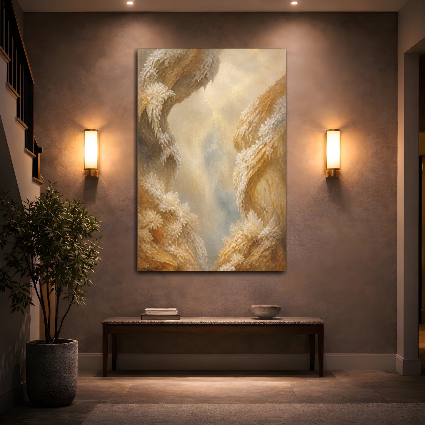 Mockup 2. Ochre Crystal Clusters shown as canvas print