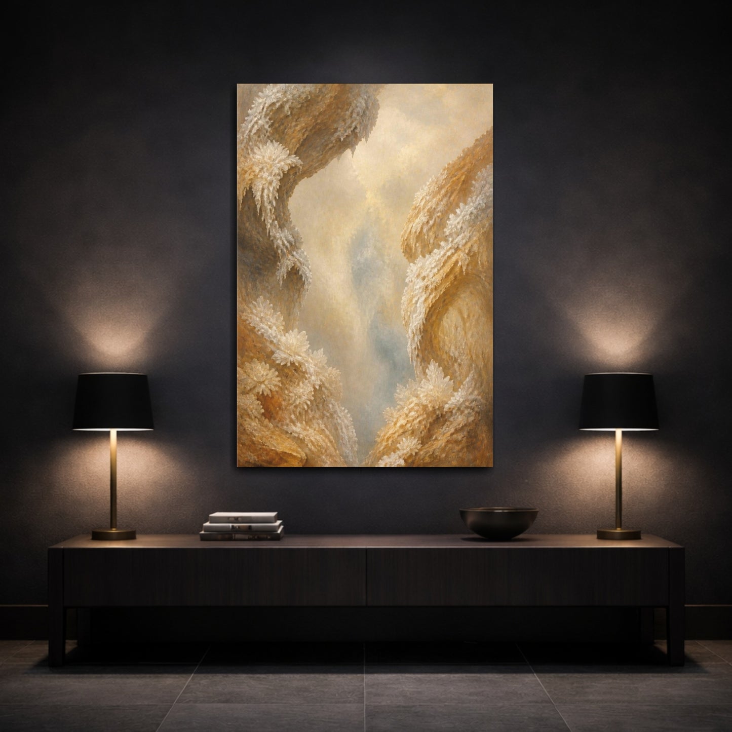 Mockup 3. Ochre Crystal Clusters shown as canvas print