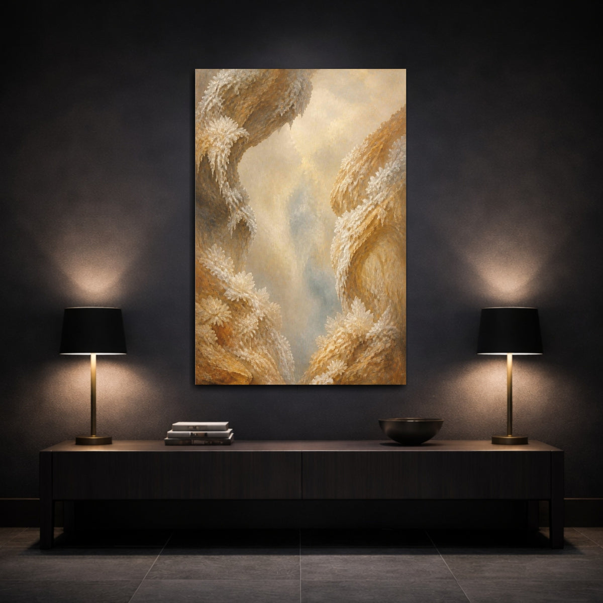 Mockup 3. Ochre Crystal Clusters shown as canvas print