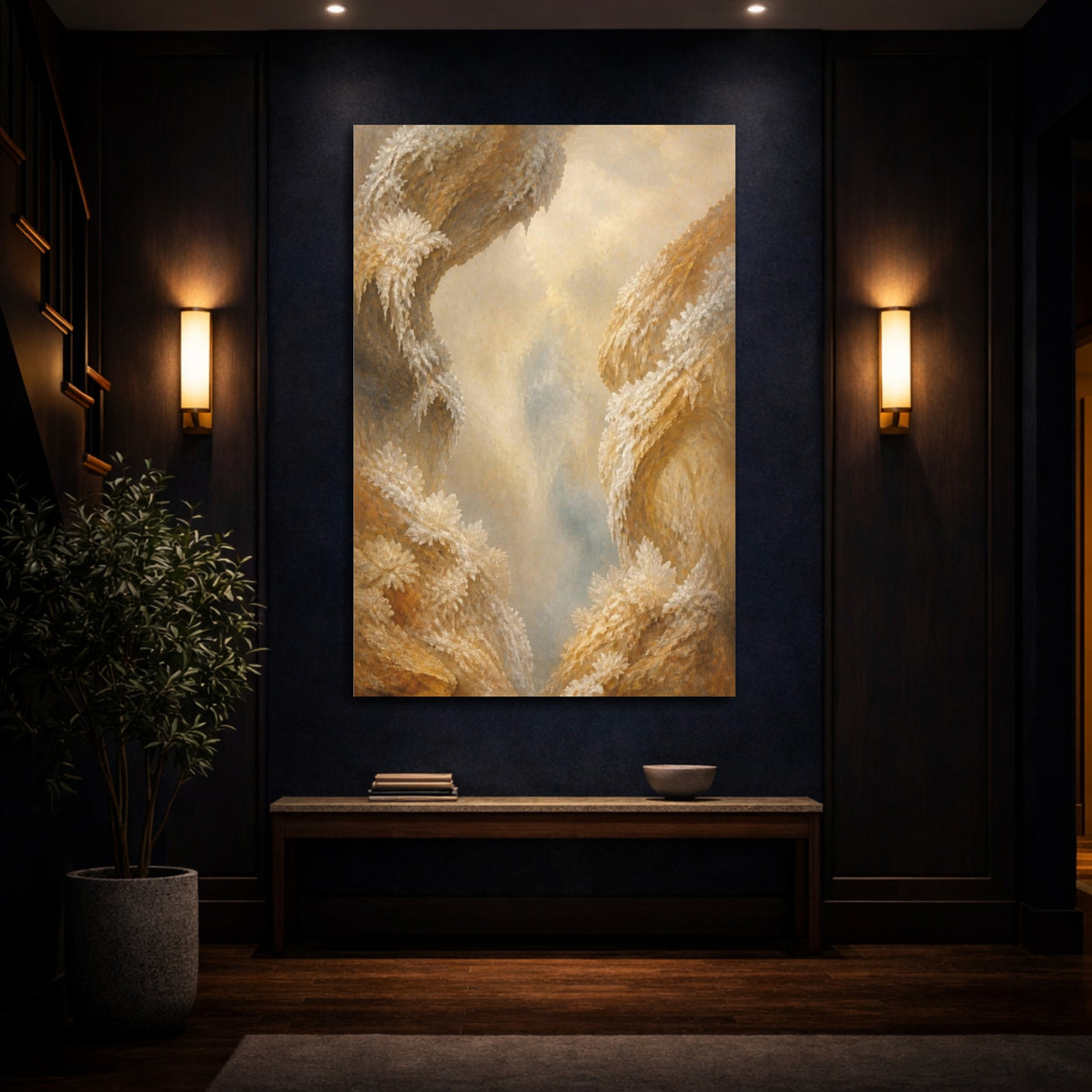 Mockup 4. Ochre Crystal Clusters shown as canvas print