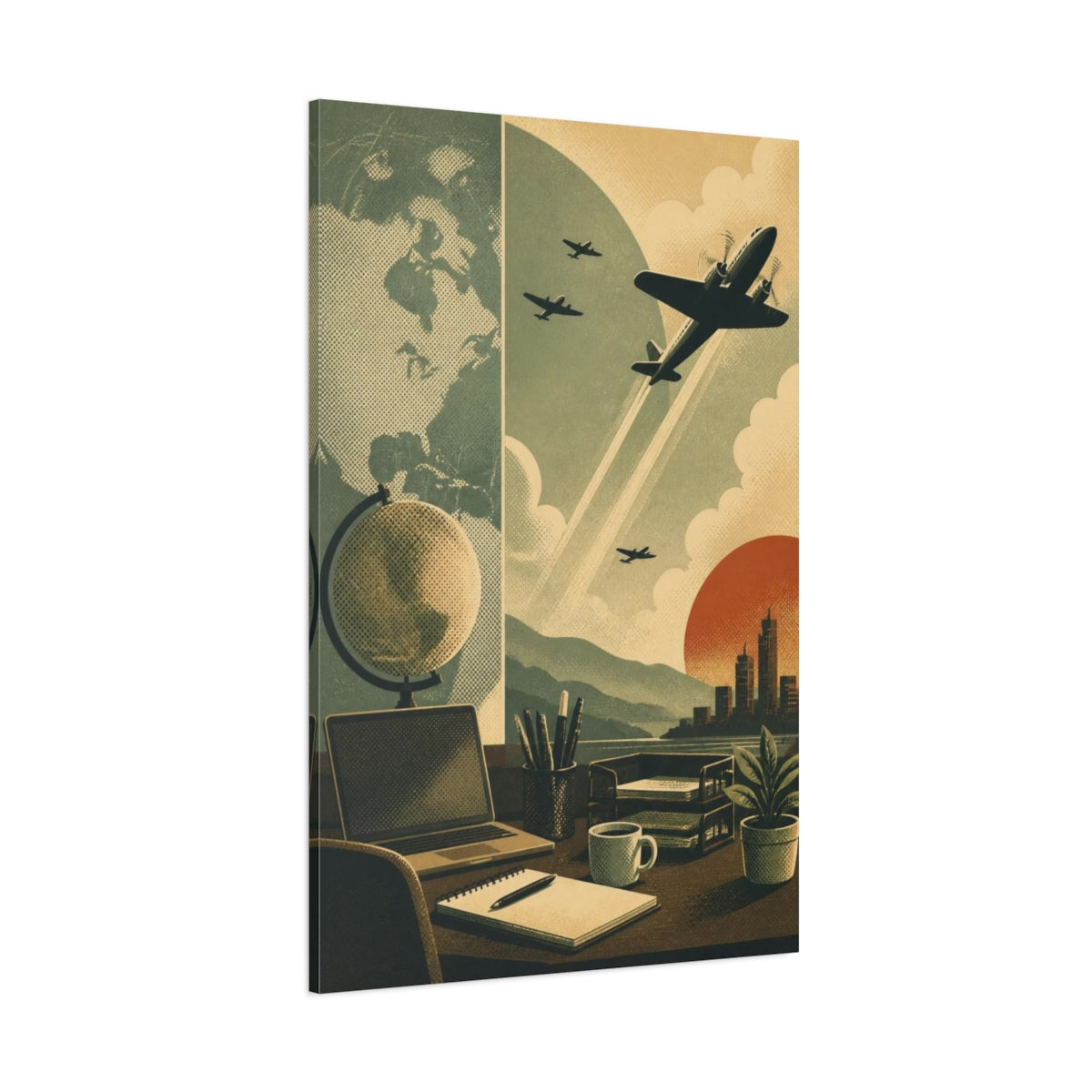 Side Mockup 1. Office Airplane Ascent shown as canvas print