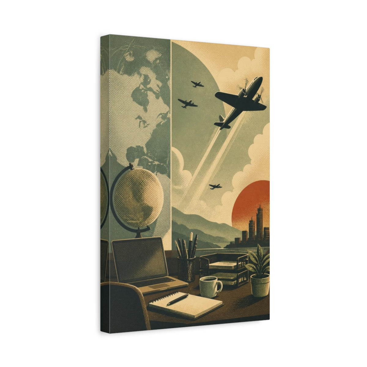 Side Mockup 4. Office Airplane Ascent shown as canvas print