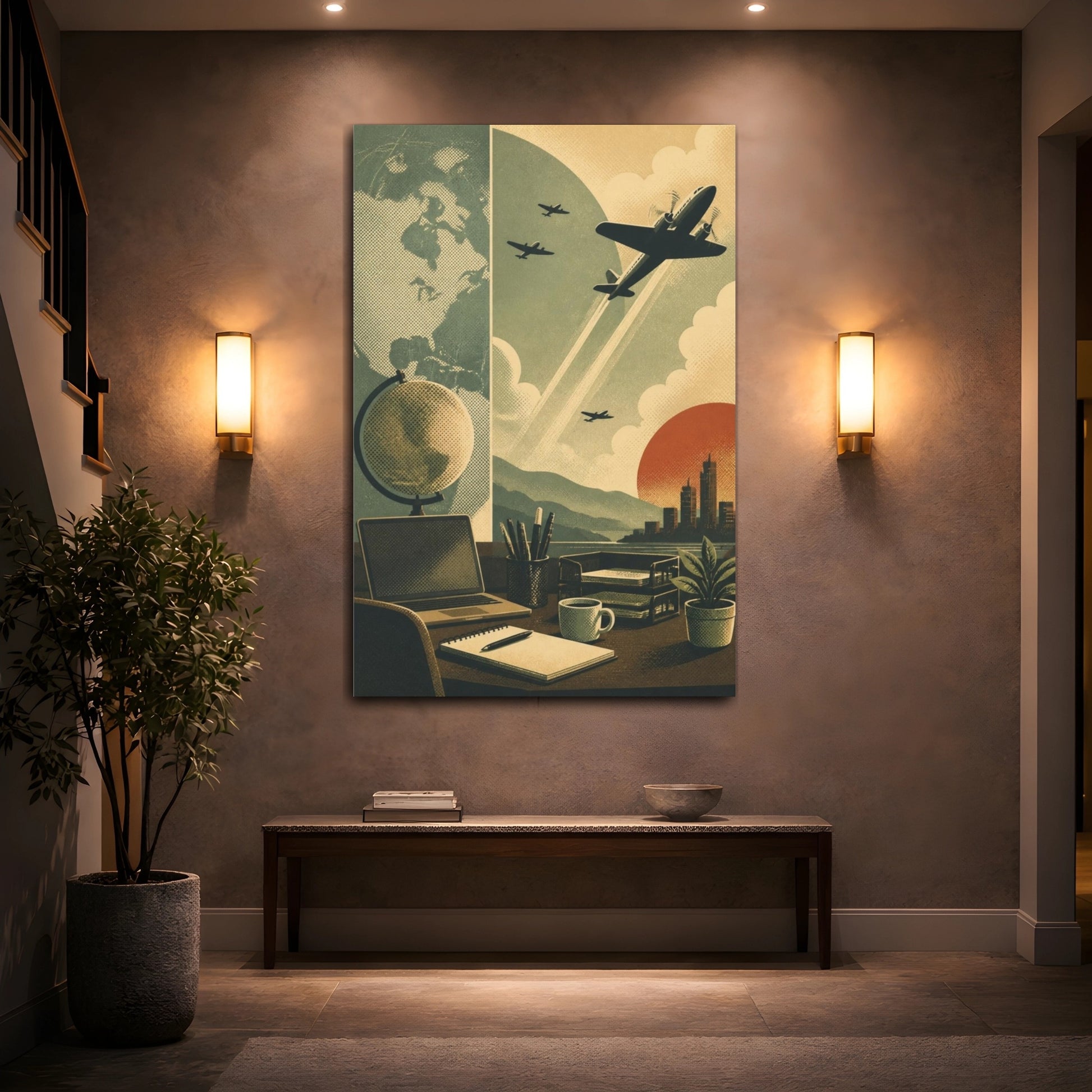 Mockup 2. Office Airplane Ascent shown as canvas print