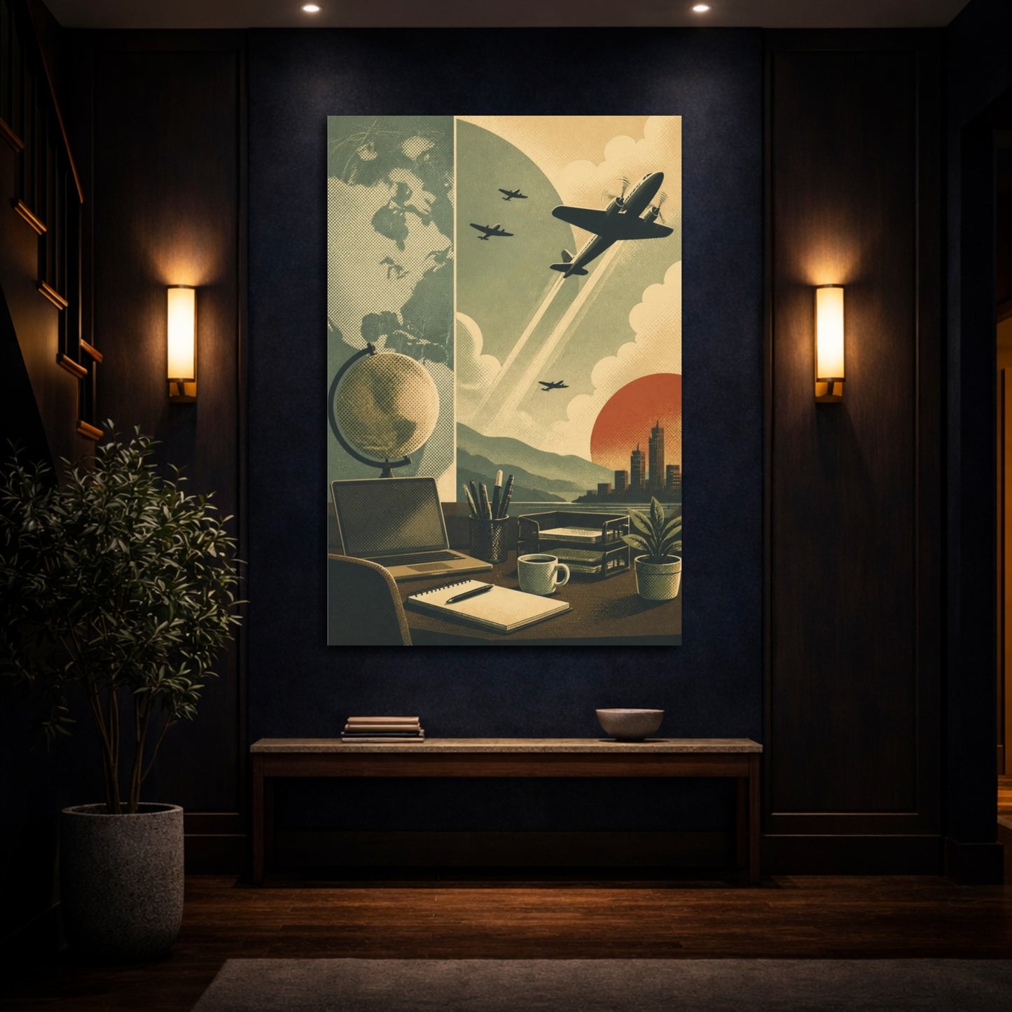 Mockup 4. Office Airplane Ascent shown as canvas print