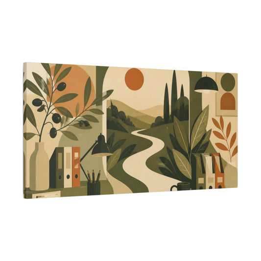 Main Mockup. Office Botanical Leaves shown as canvas print