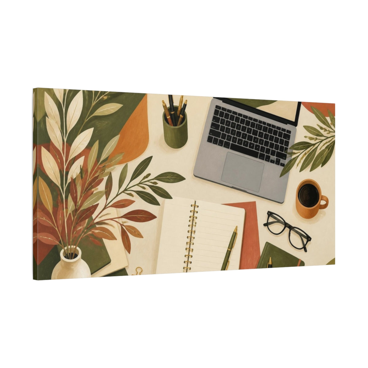 Main Mockup. Office Botanical Workspace shown as canvas print