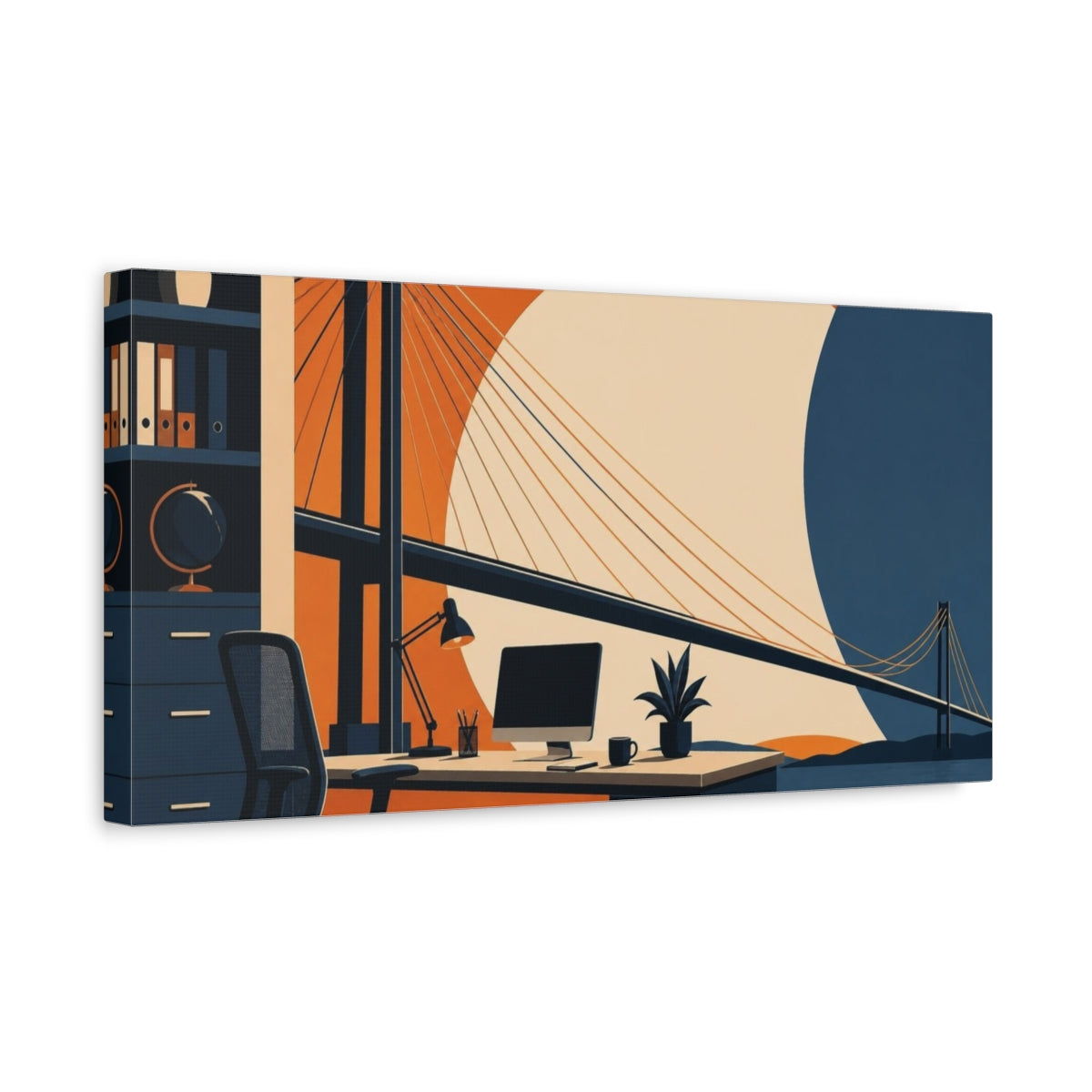 Side Mockup 3. Office Bridge View shown as canvas print