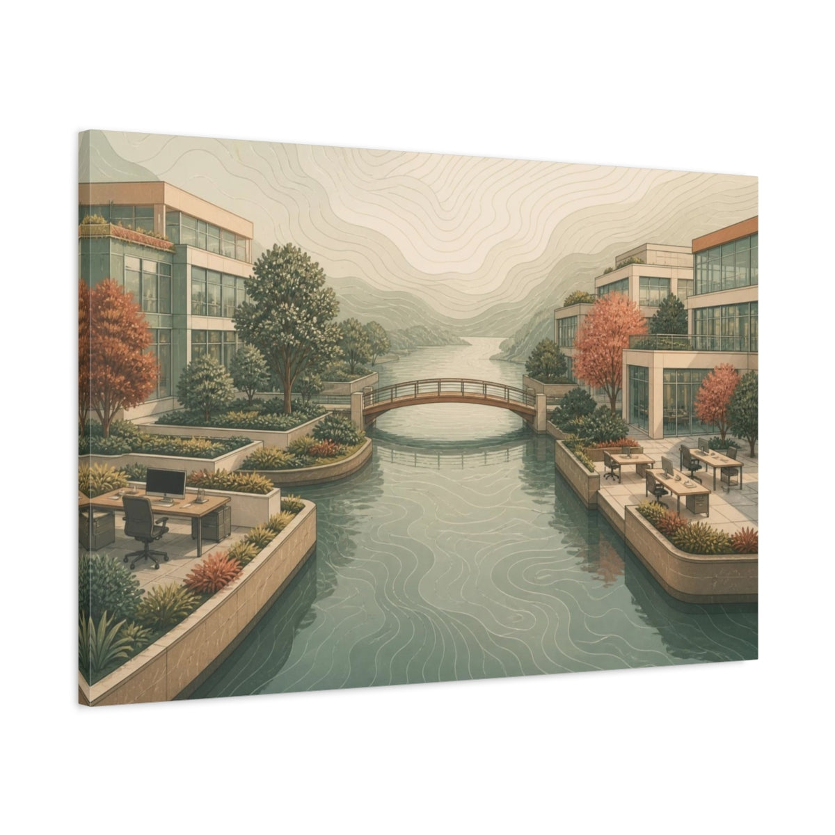 Main Mockup. Office Canal Bridge shown as canvas print