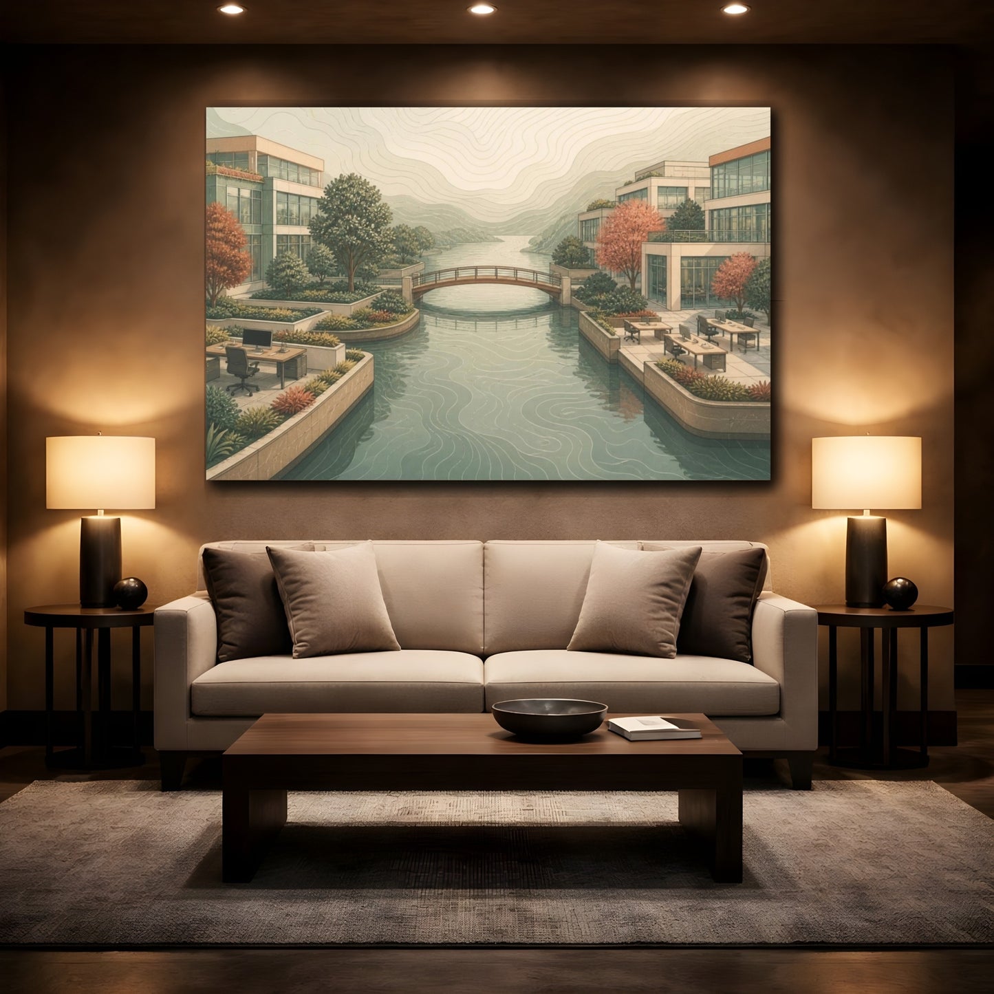 Mockup 2. Office Canal Bridge shown as canvas print