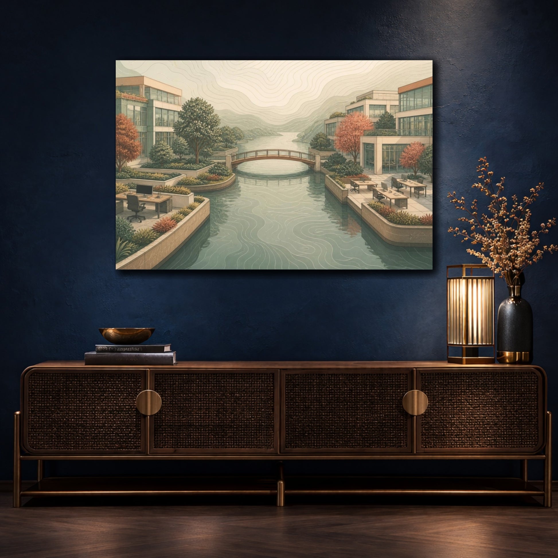 Mockup 4. Office Canal Bridge shown as canvas print