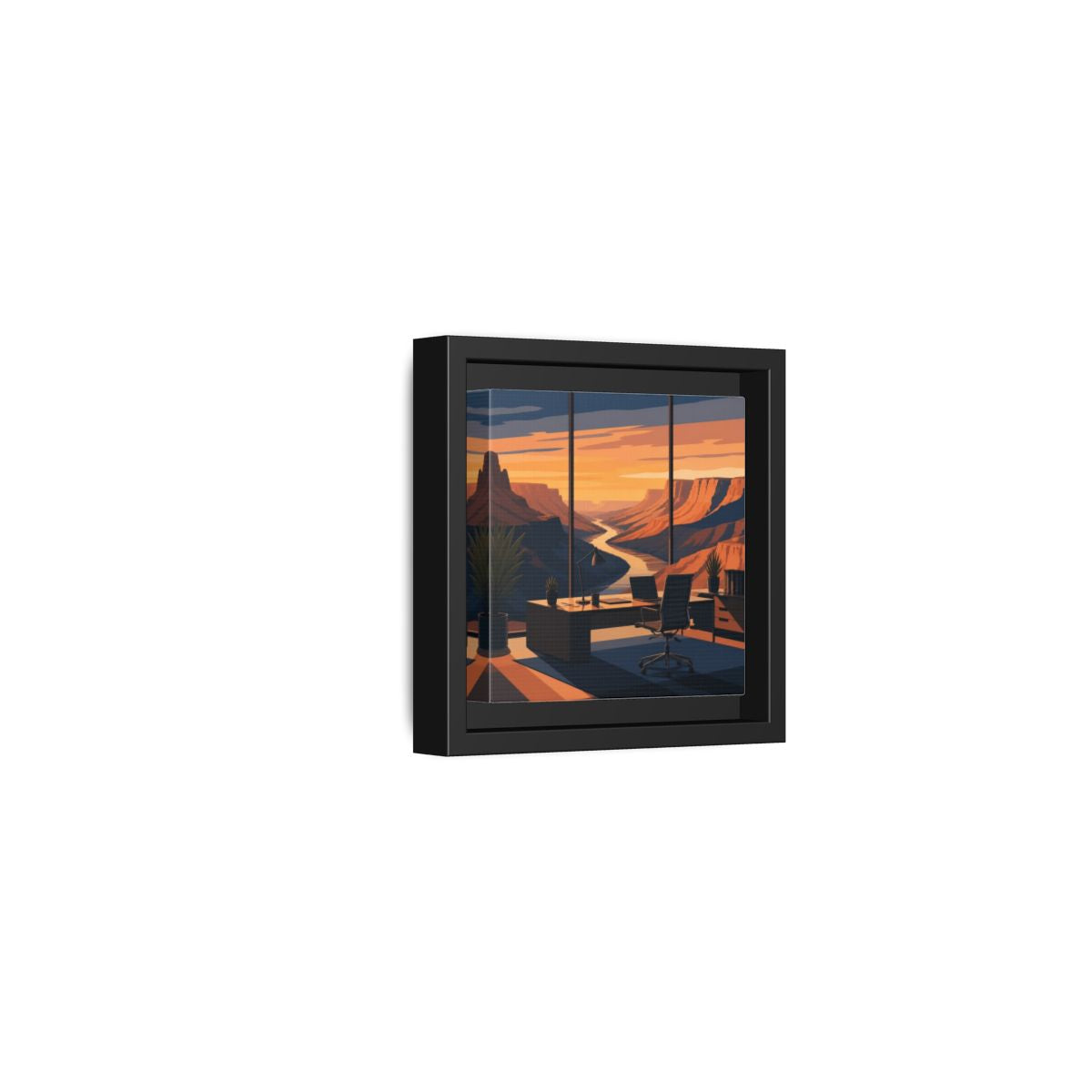 Side Mockup 24. Office Canyon View shown as framed canvas print