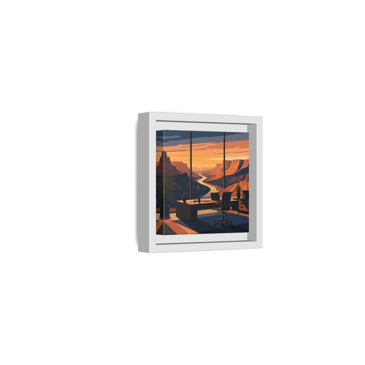 Side Mockup 22. Office Canyon View shown as framed canvas print