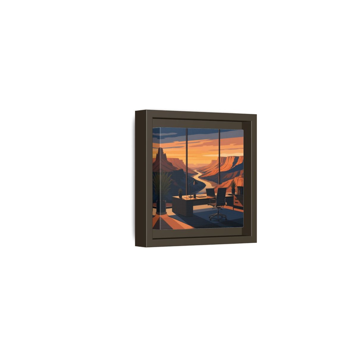 Side Mockup 23. Office Canyon View shown as framed canvas print