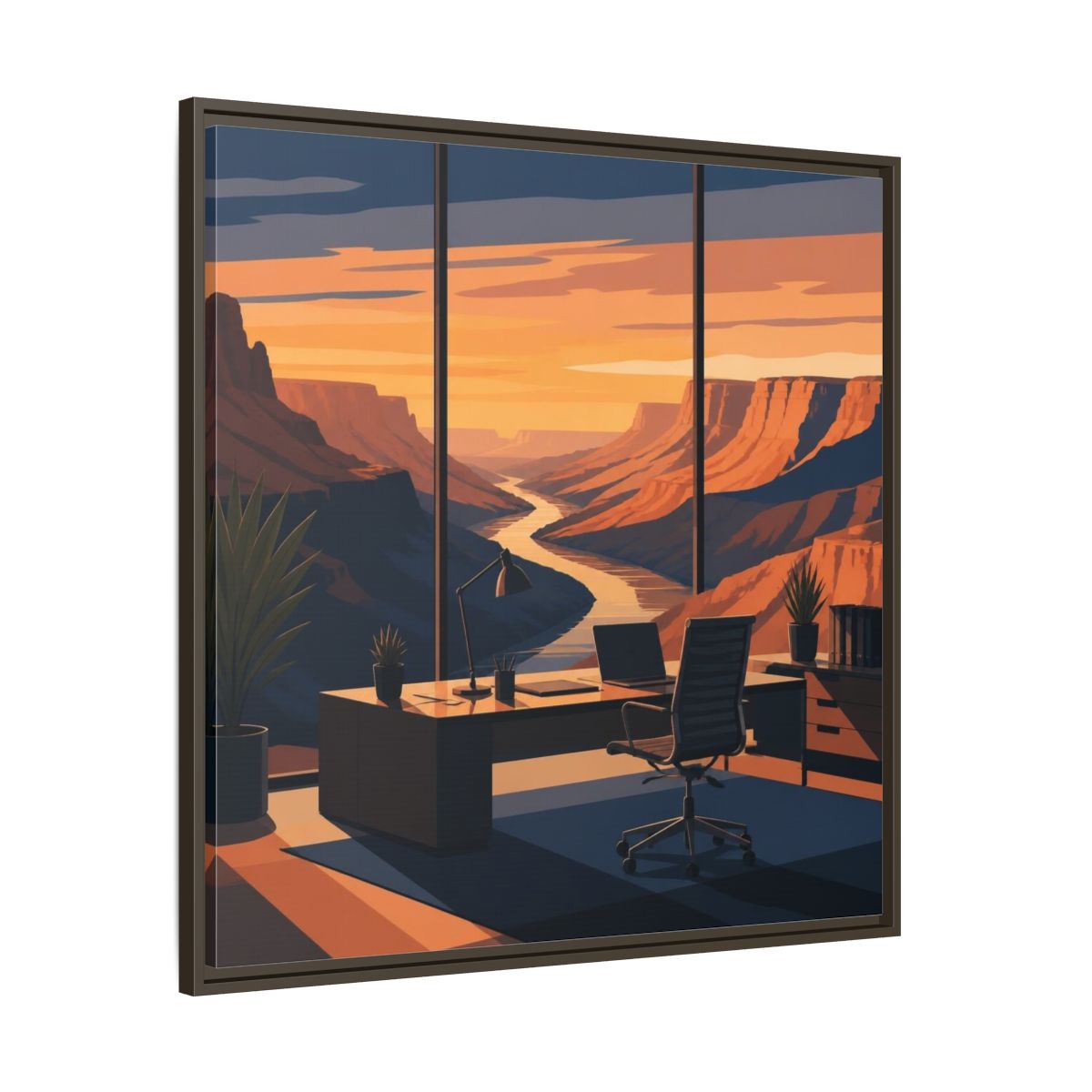 Main Mockup. Office Canyon View shown as framed canvas print
