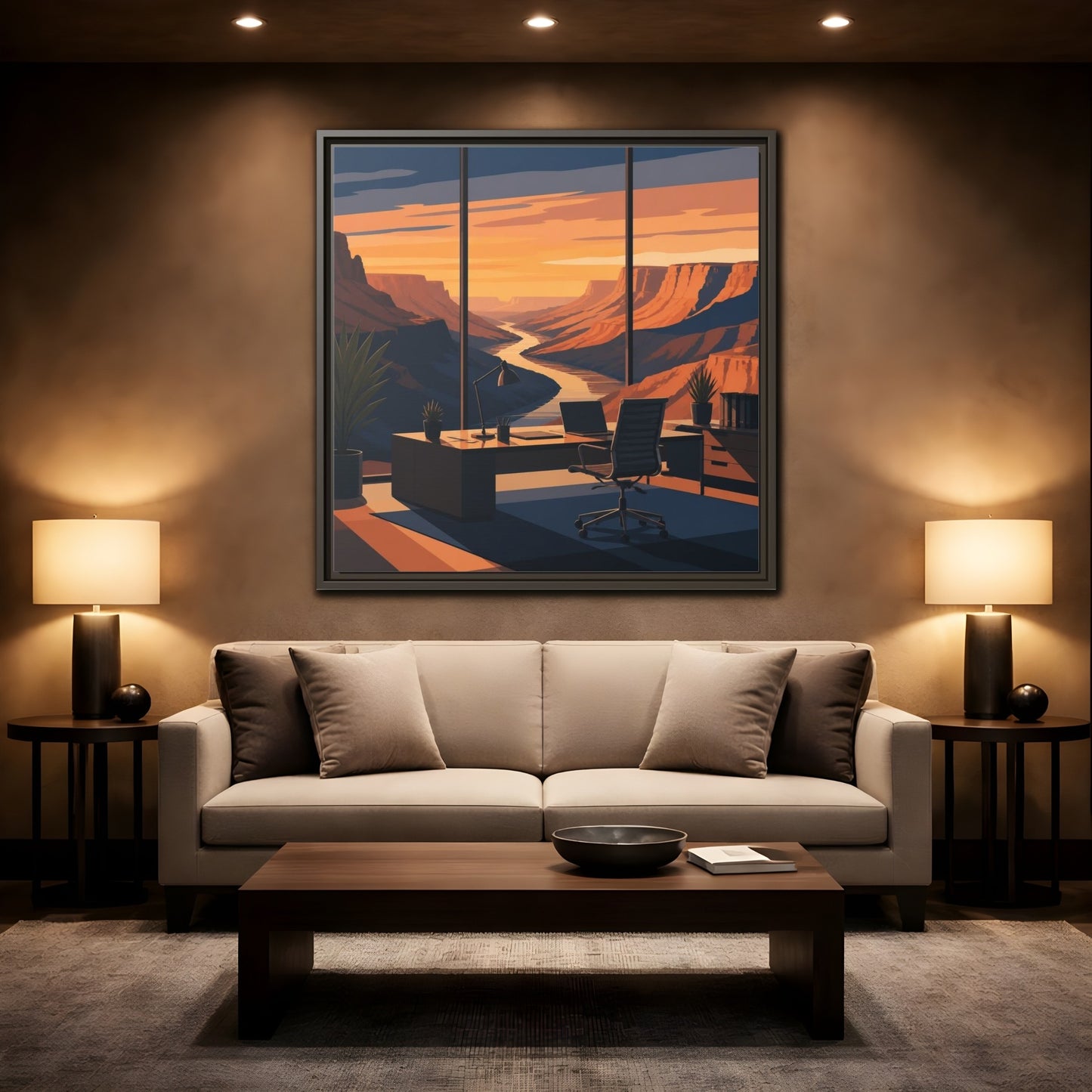 Mockup 2. Office Canyon View shown as framed canvas print