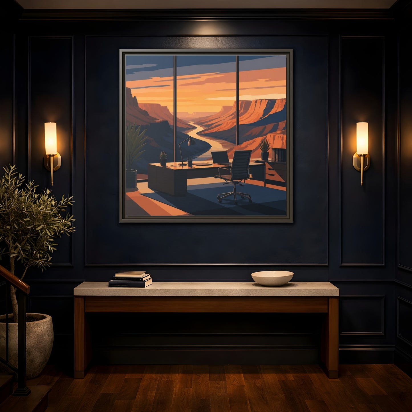Mockup 4. Office Canyon View shown as framed canvas print