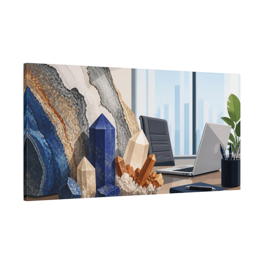 Main Mockup. Office Crystal Arrangement shown as canvas print
