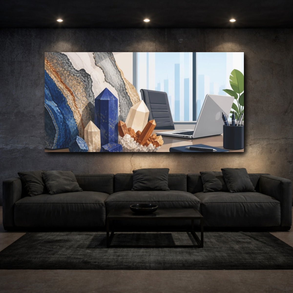 Mockup 3. Office Crystal Arrangement shown as canvas print