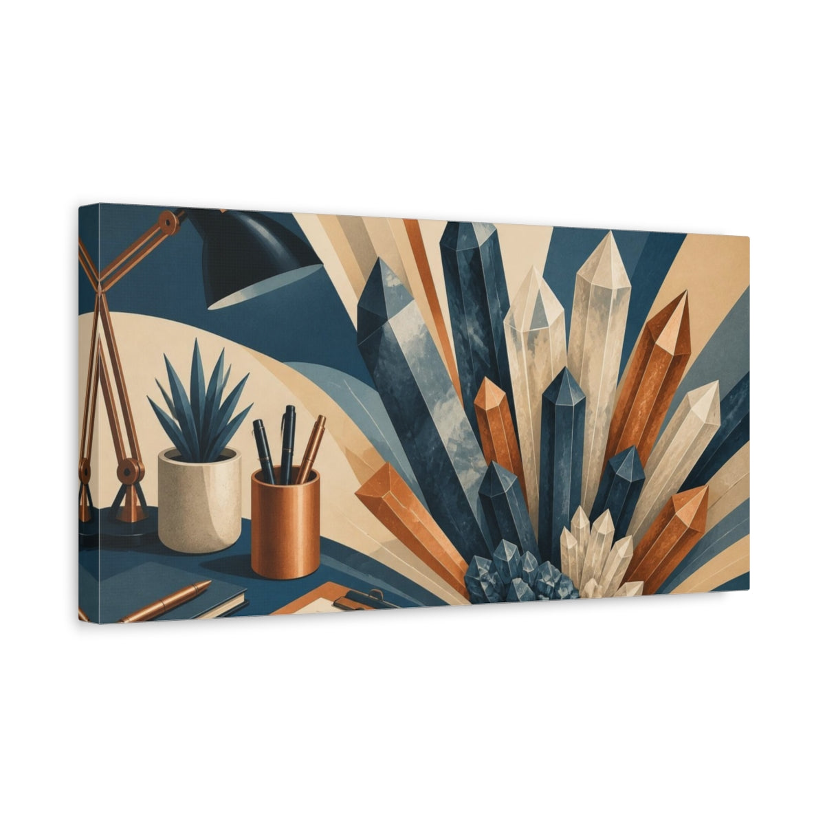 Side Mockup 3. Office Crystal Cluster shown as canvas print