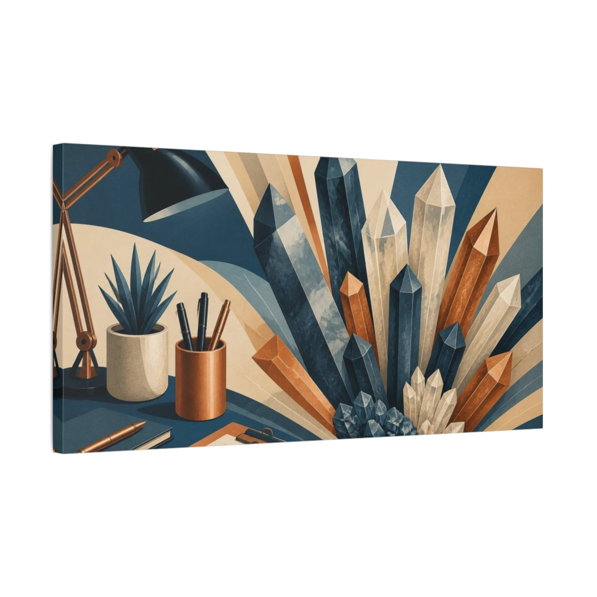 Side Mockup 1. Office Crystal Cluster shown as canvas print