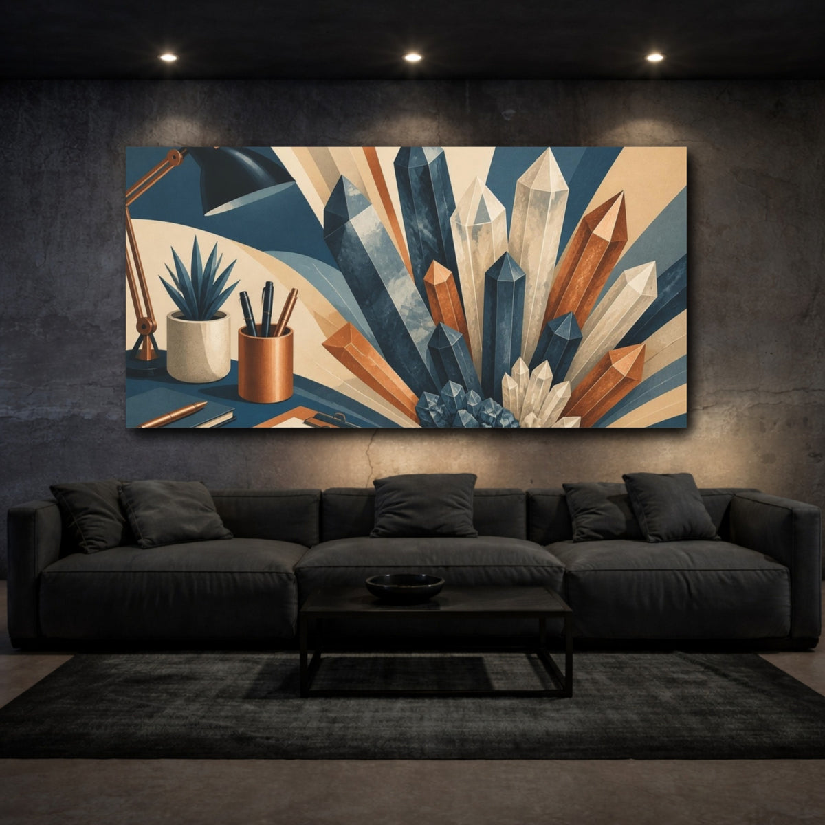 Mockup 3. Office Crystal Cluster shown as canvas print