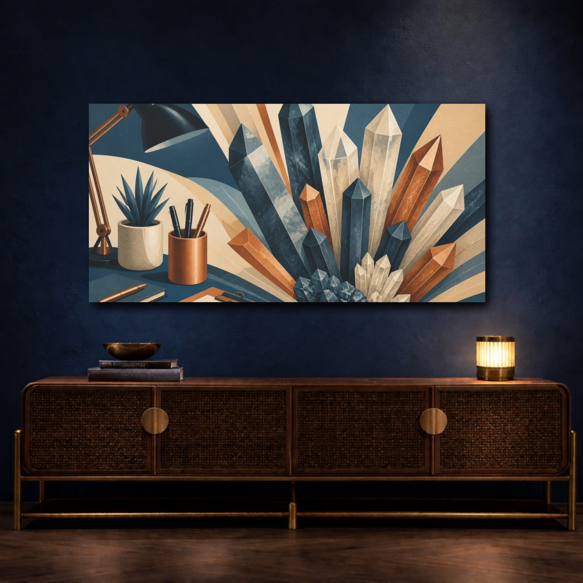 Mockup 4. Office Crystal Cluster shown as canvas print