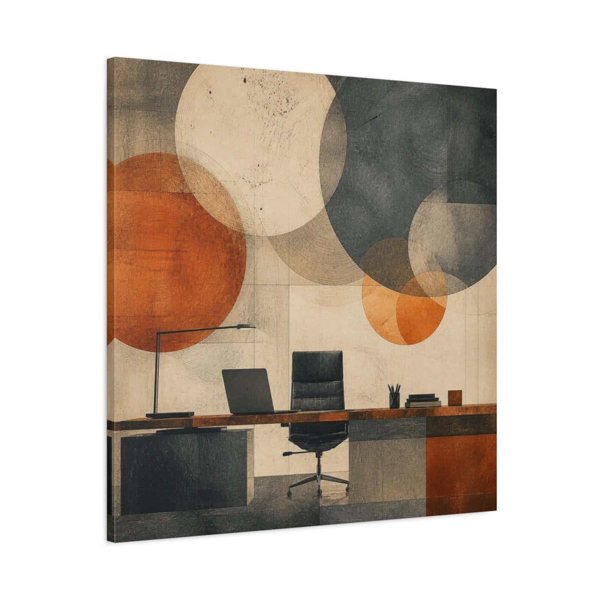 Main Mockup. Office Desk Composition shown as canvas print
