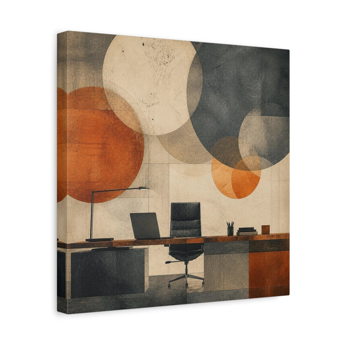 Side Mockup 7. Office Desk Composition shown as canvas print