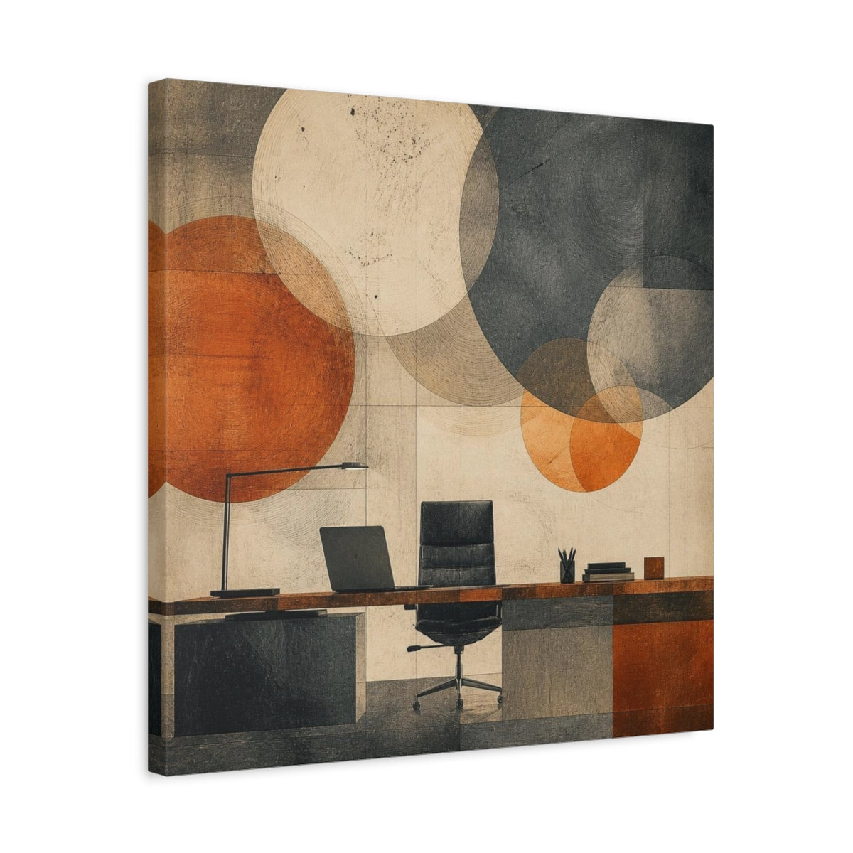 Side Mockup 5. Office Desk Composition shown as canvas print