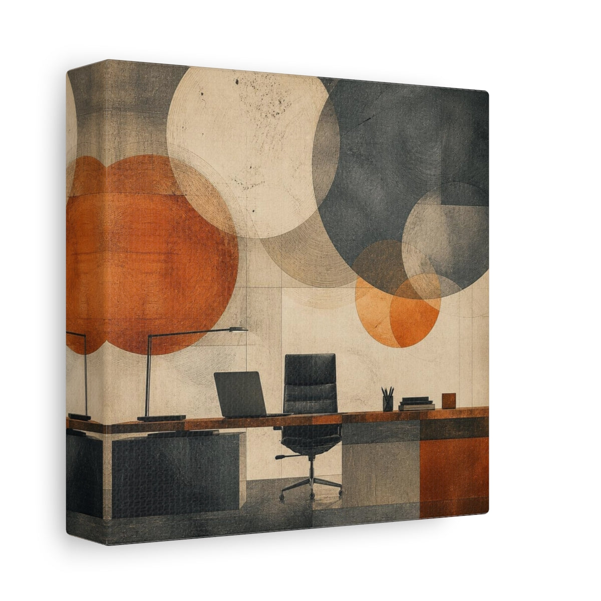 Side Mockup 2. Office Desk Composition shown as canvas print