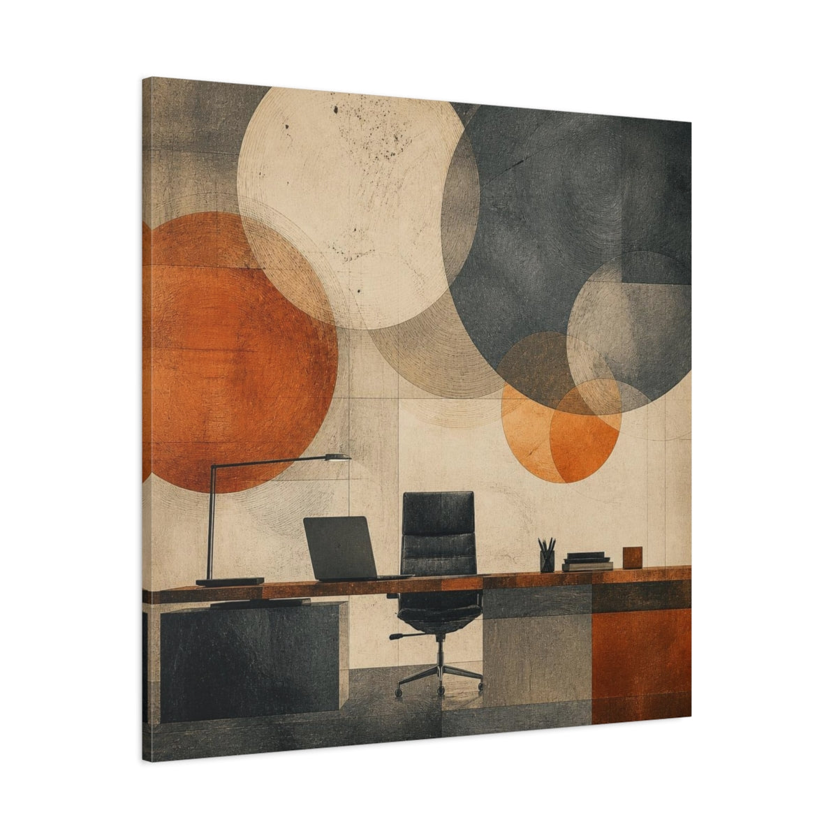 Side Mockup 1. Office Desk Composition shown as canvas print