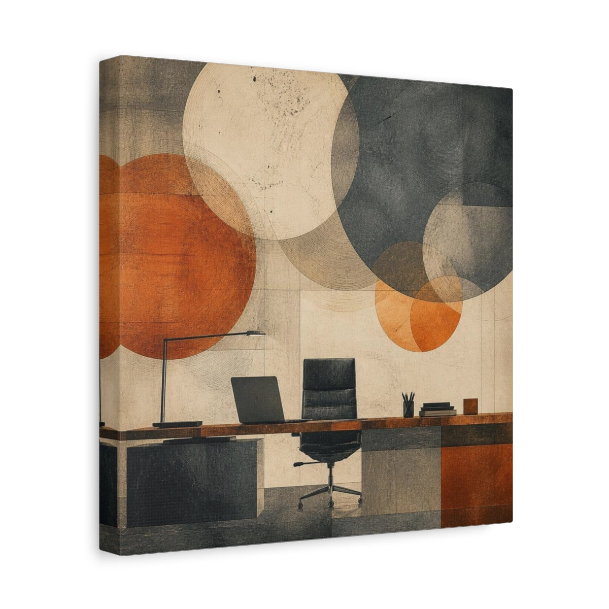 Side Mockup 8. Office Desk Composition shown as canvas print