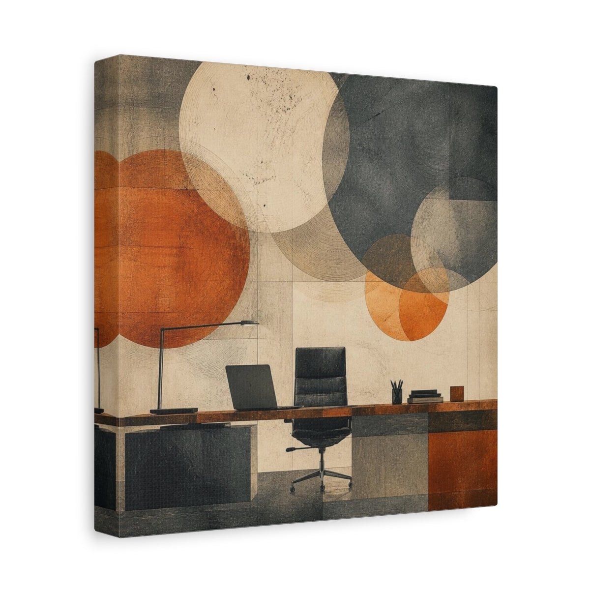 Side Mockup 9. Office Desk Composition shown as canvas print