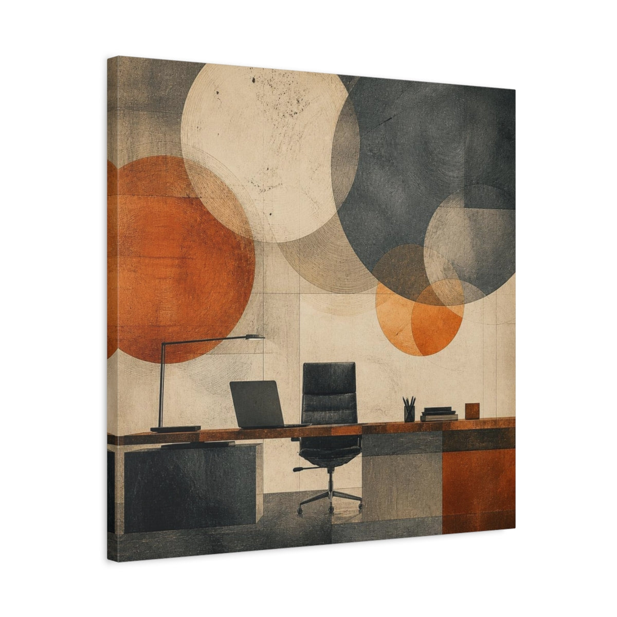 Side Mockup 4. Office Desk Composition shown as canvas print